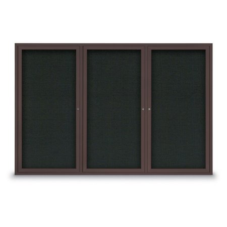 UNITED VISUAL PRODUCTS 30"x36" 1-Door Enclosed Outdoor Letterboard, Black Felt/Bronze Alum UV1166DSD3036-BRONZE-BLACK